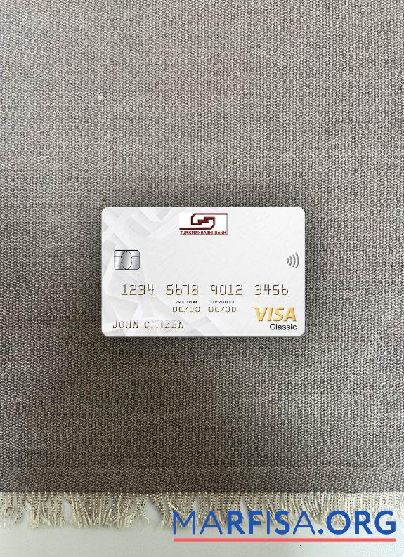 Blank Turkmenistan Turkmenbashi Bank visa classic card photolook front example